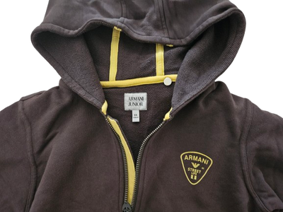 Boys Sweatshirt - Armani Junior kidswear - Brown Zipped up Hoodie