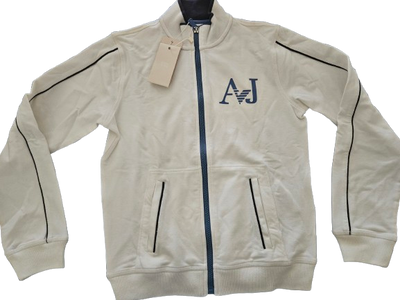 Boys Sweatshirt - Armani Junior kidswear - white Zipped up Sweatshirt