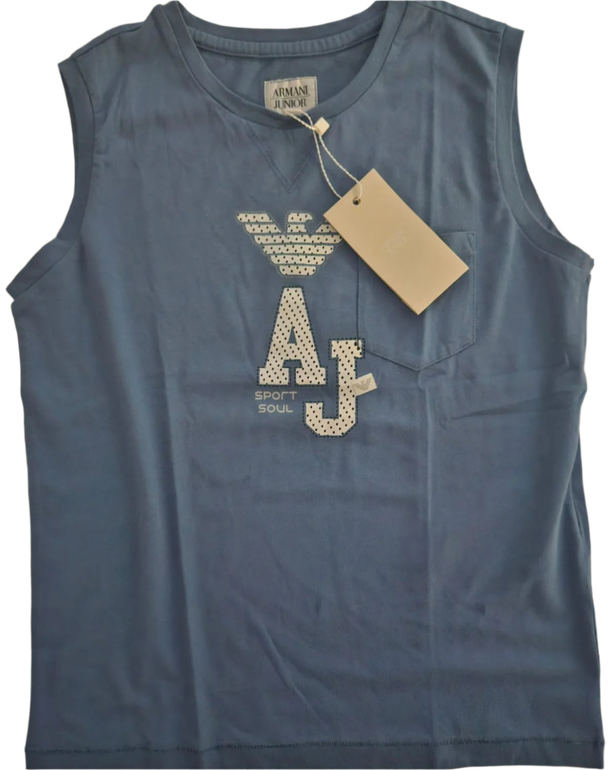 Boys Tank Top - EA7 Kidswear  - Blue Tricot