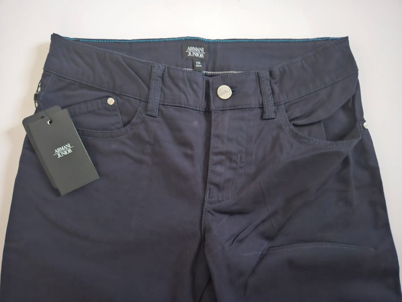 Boys Pants - Armani Junior kidswear - Navy Cotton