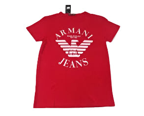 Boys T-Shirt - Armani Junior kidswear - Red Tricot